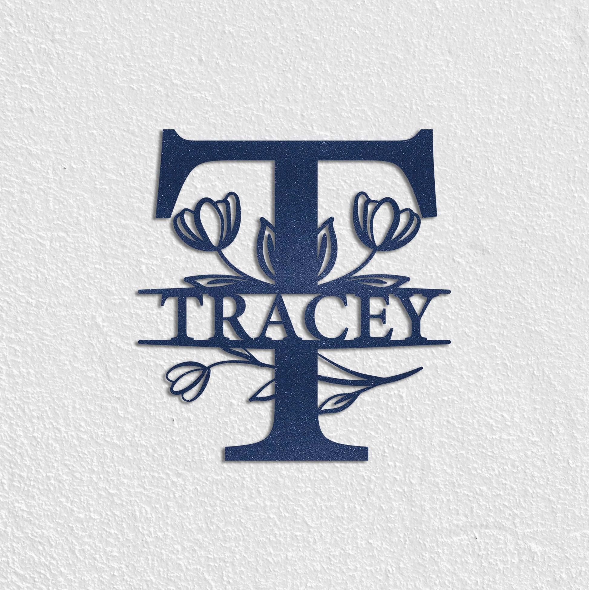 Tulip Custom Metal Name Sign, Personalized Metal Wall Art, Custom Monogram Family Name Sign, Metal Initial Wall Decor, Custom Floral Sign