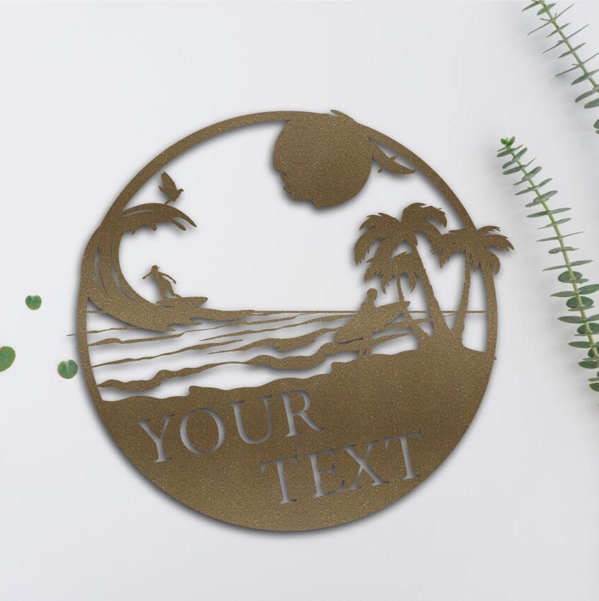 Custom Metal Beach Decor,  Lake House Metal Sign, Summer Beach House Sign, Personalized Nautical Metal Art, Sunset Beach Wall Decor