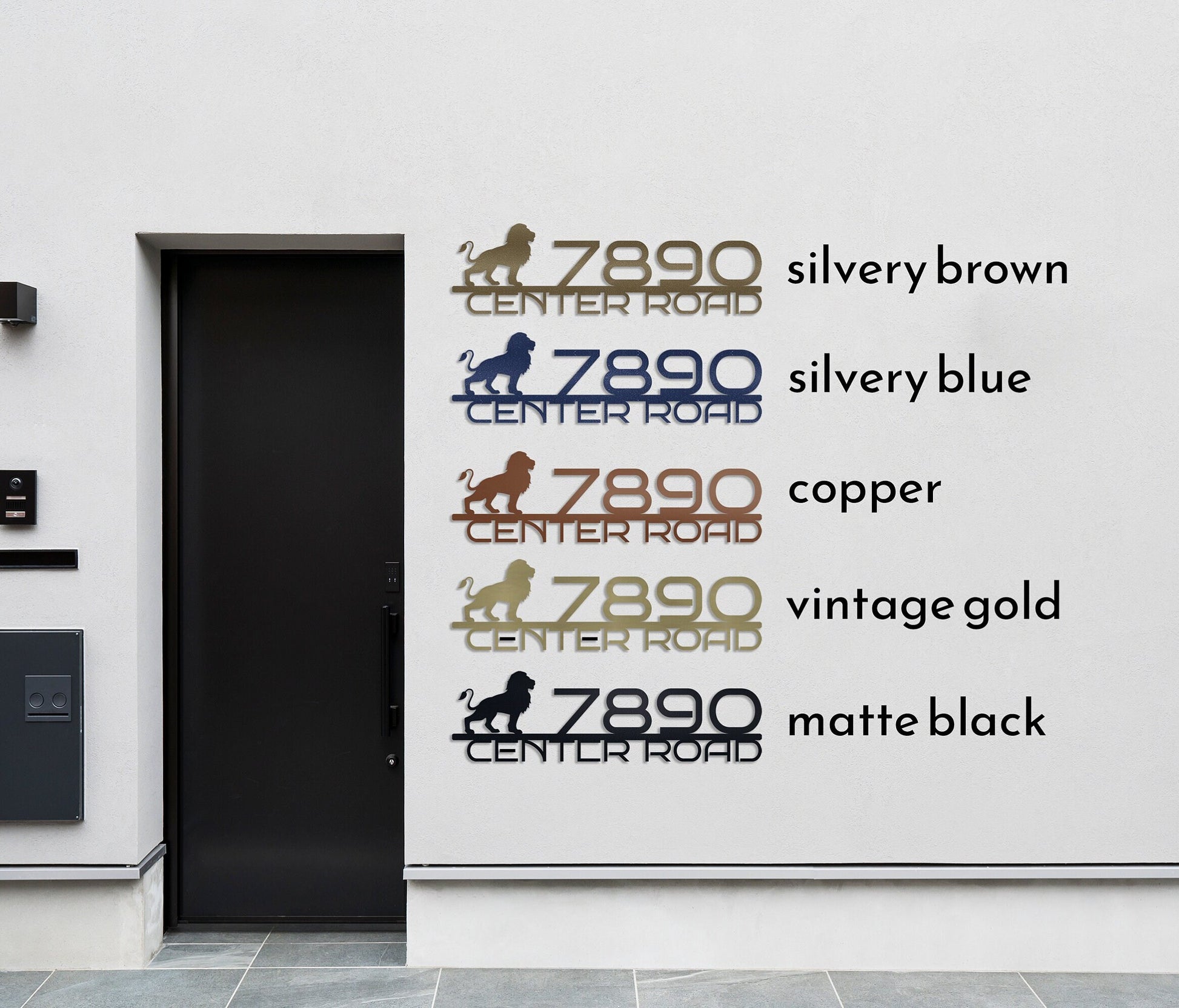 Metal Address Sign with Lion, Metal House Number, Address Plaque, Custom Address Signs, Housewarming Gift, Outdoor Metal Sign, House Numbers