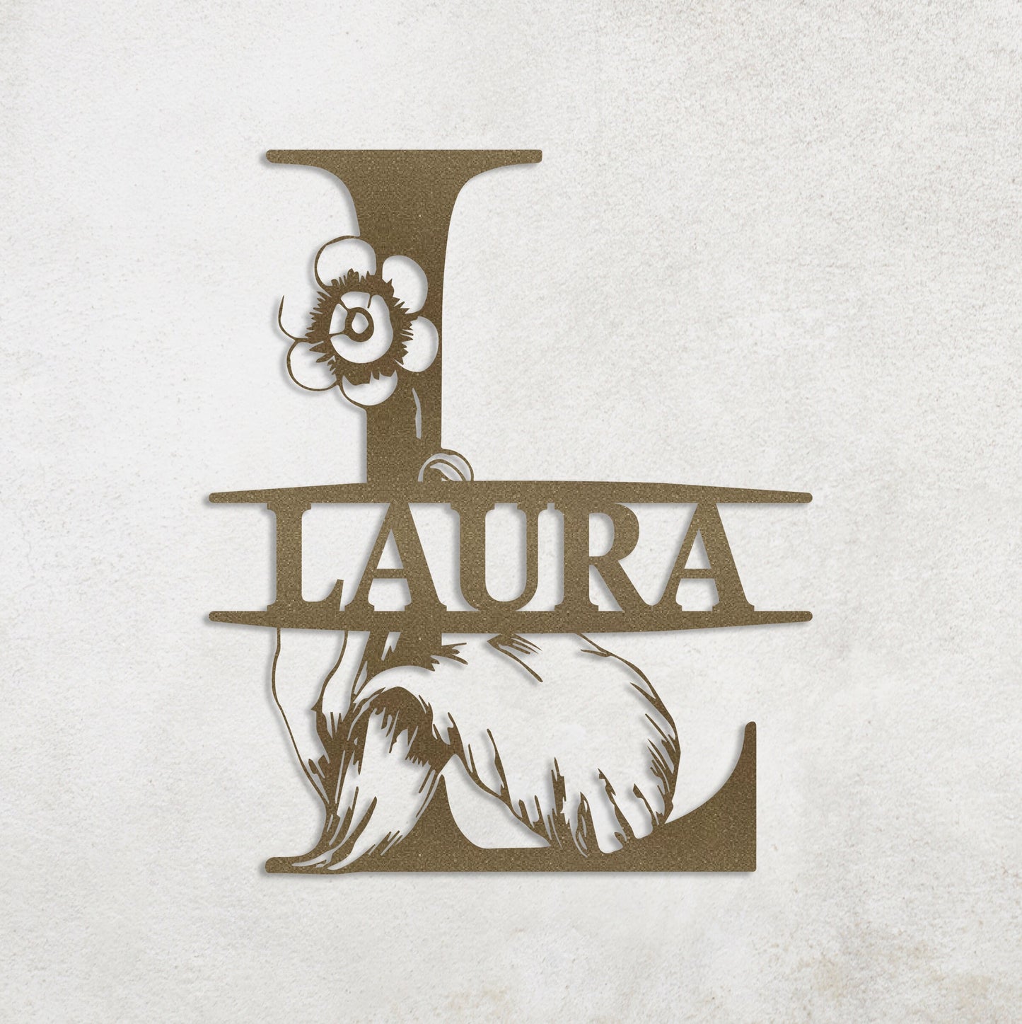 Floral Custom Metal Sign, Initial Metal Wall Art, Custom Monogram Name Sign, Botanical Wall Decor, Personalized Metal Sign, Wedding Decor