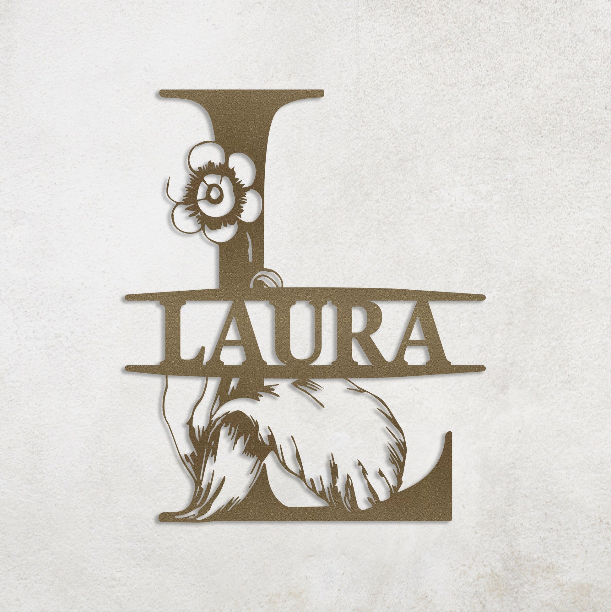 Floral Custom Metal Sign, Initial Metal Wall Art, Custom Monogram Name Sign, Botanical Wall Decor, Personalized Metal Sign, Wedding Decor