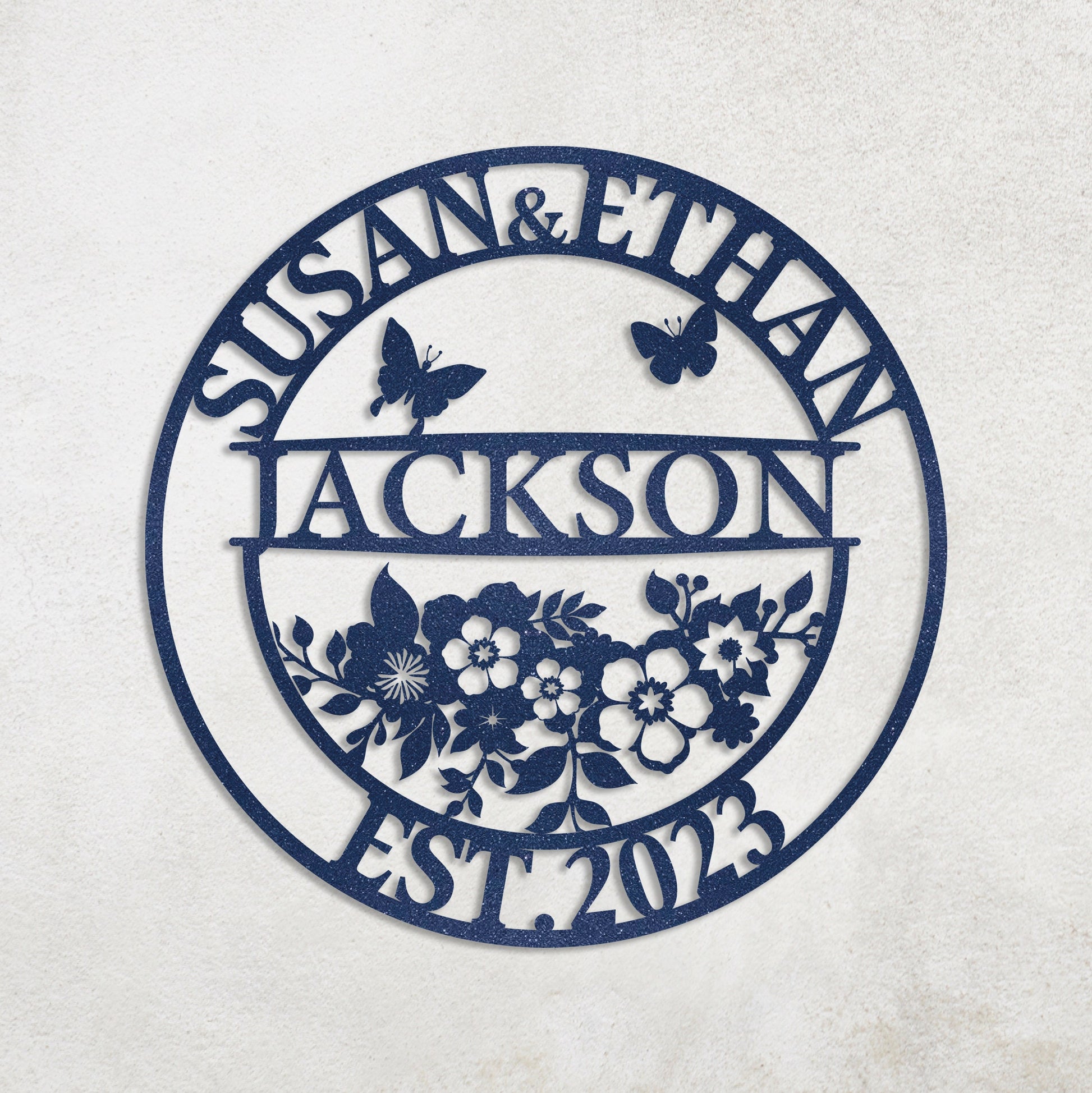 Personalized Family Last Name Metal Sign, Couple Gift, Elegant Floral Metal Name Sign, Custom Metal Signs, Wedding Decor, Anniversary Gift