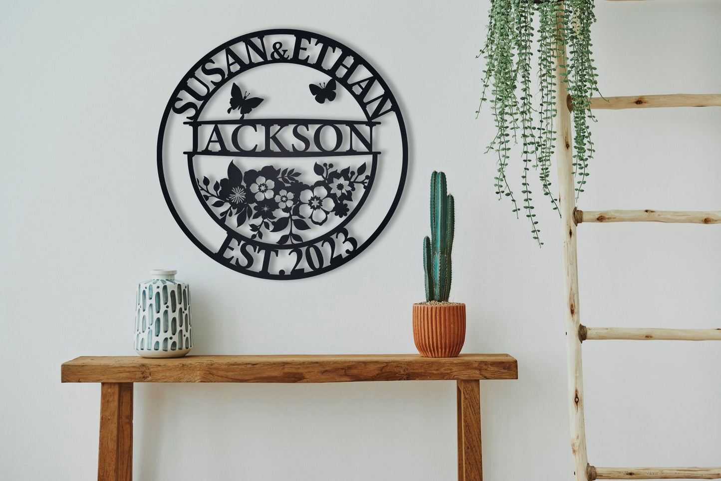 Personalized Family Last Name Metal Sign, Couple Gift, Elegant Floral Metal Name Sign, Custom Metal Signs, Wedding Decor, Anniversary Gift