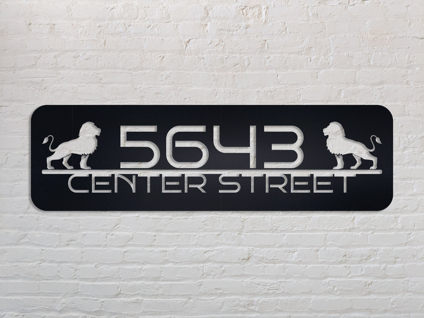 Metal House Number Sign with Lion, Street Sign, Address Numbers, Address Plaque, Custom Address Sign, House Numbers, Door Sign