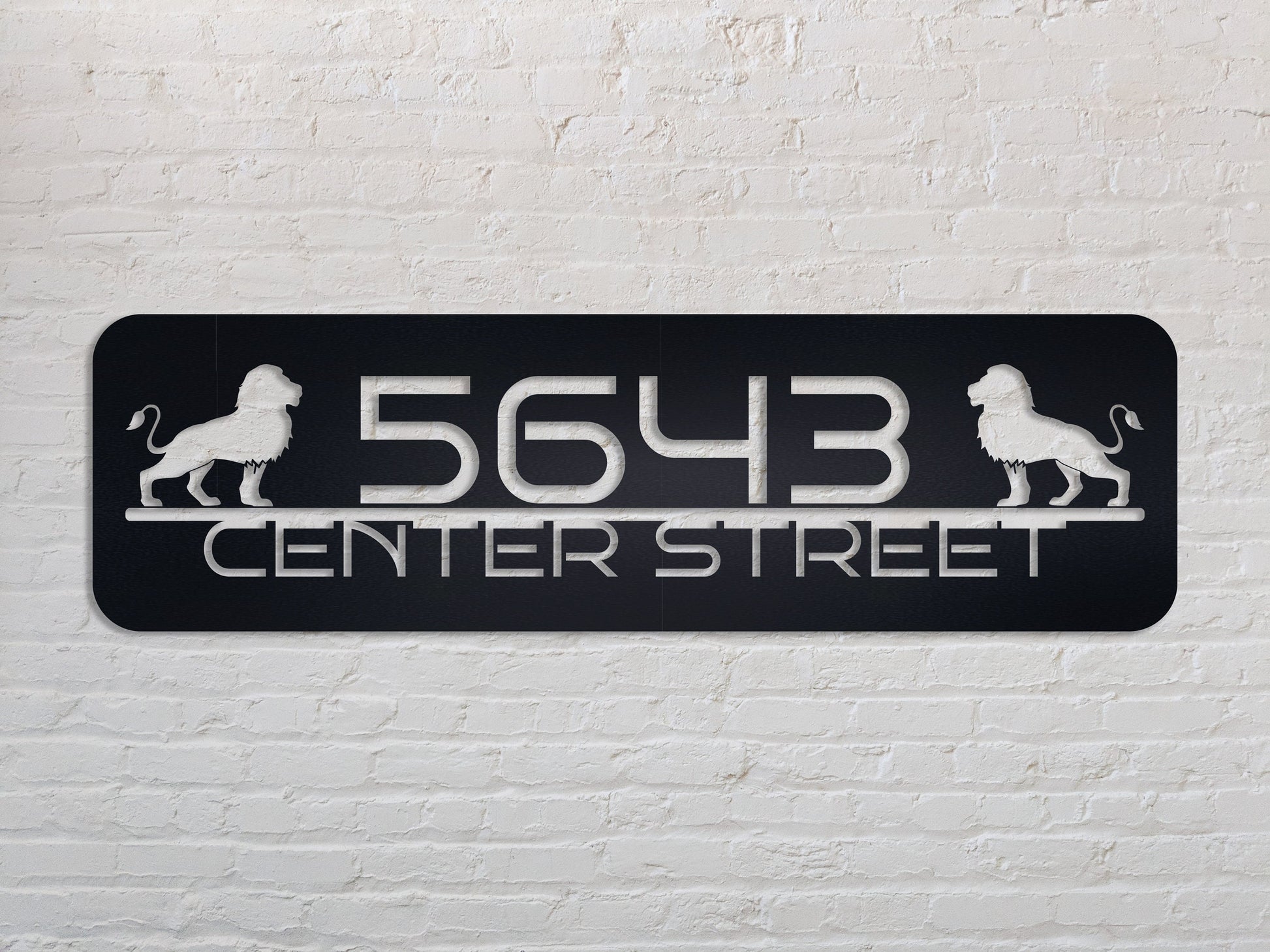 Metal House Number Sign with Lion, Street Sign, Address Numbers, Address Plaque, Custom Address Sign, House Numbers, Door Sign