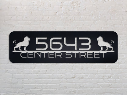 Metal House Number Sign with Lion, Street Sign, Address Numbers, Address Plaque, Custom Address Sign, House Numbers, Door Sign