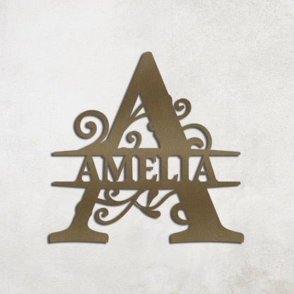 Personalized Monogram Metal Name Sign - Home Decor Gift