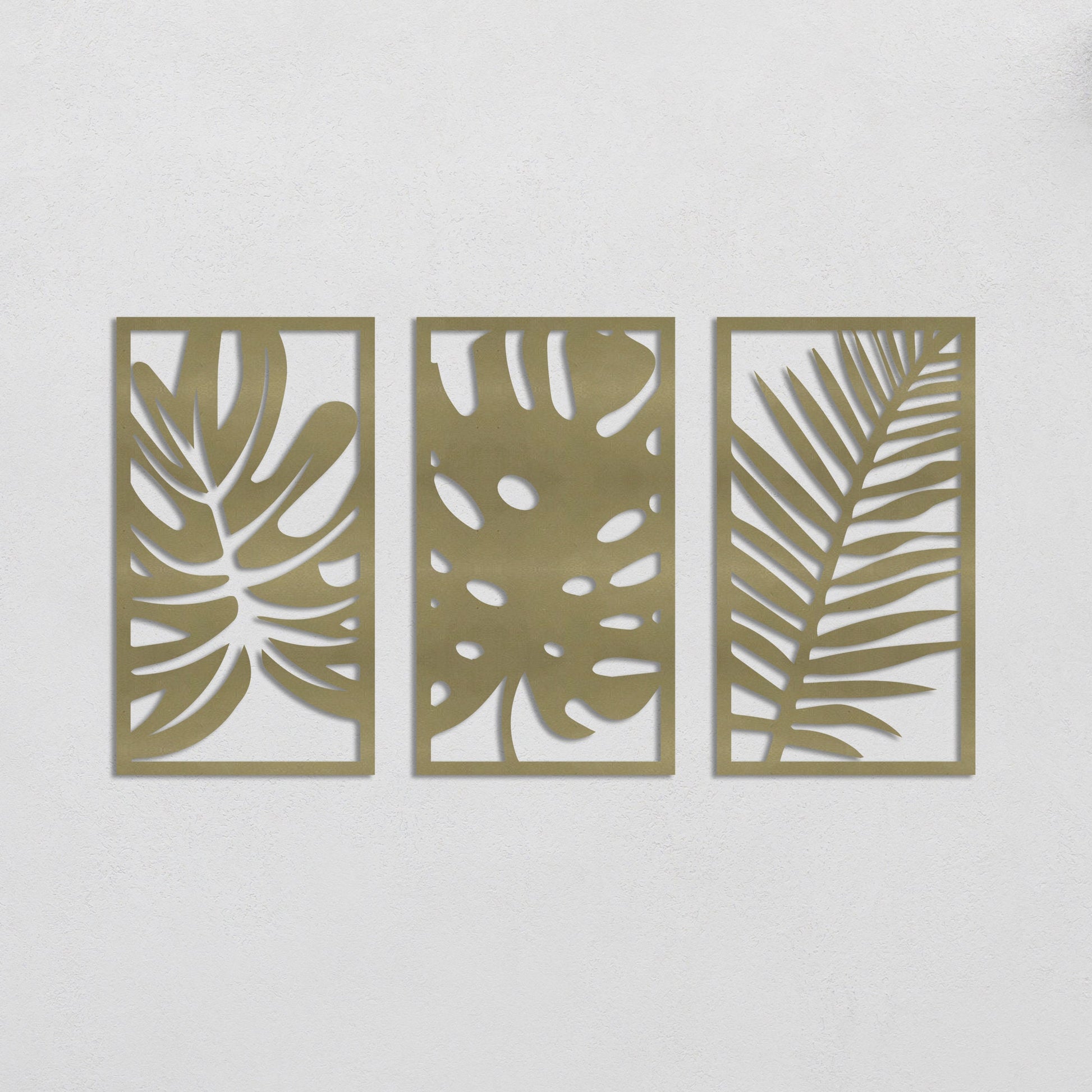 Metal Leaf Wall Art, 3 Pieces Metal Large Wall Art, Metal Art Wall Decor, Modern Wall Decor, Botanical Wall Decor, Gold Metal Wall Art