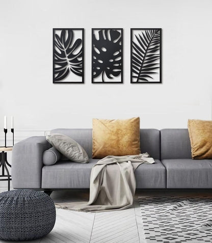 Metal Leaf Wall Art, 3 Pieces Metal Large Wall Art, Metal Art Wall Decor, Modern Wall Decor, Botanical Wall Decor, Gold Metal Wall Art