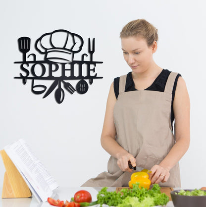 Custom Metal Kitchen Wall Sign, Custom Metal Kitchen Decor, Metal Chef Sign, Personalized Kitchen Wall Art, Kitchen Housewarming Gift