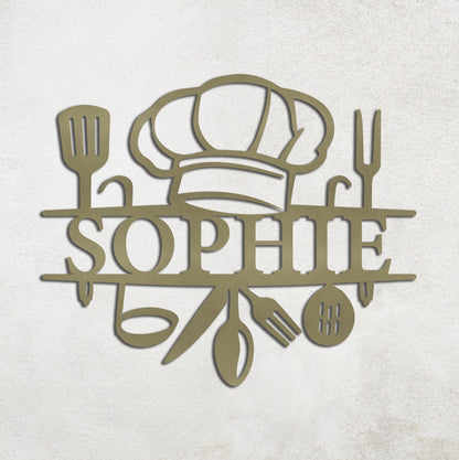 Custom Metal Kitchen Wall Sign, Custom Metal Kitchen Decor, Metal Chef Sign, Personalized Kitchen Wall Art, Kitchen Housewarming Gift