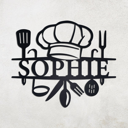 Custom Metal Kitchen Wall Sign, Custom Metal Kitchen Decor, Metal Chef Sign, Personalized Kitchen Wall Art, Kitchen Housewarming Gift