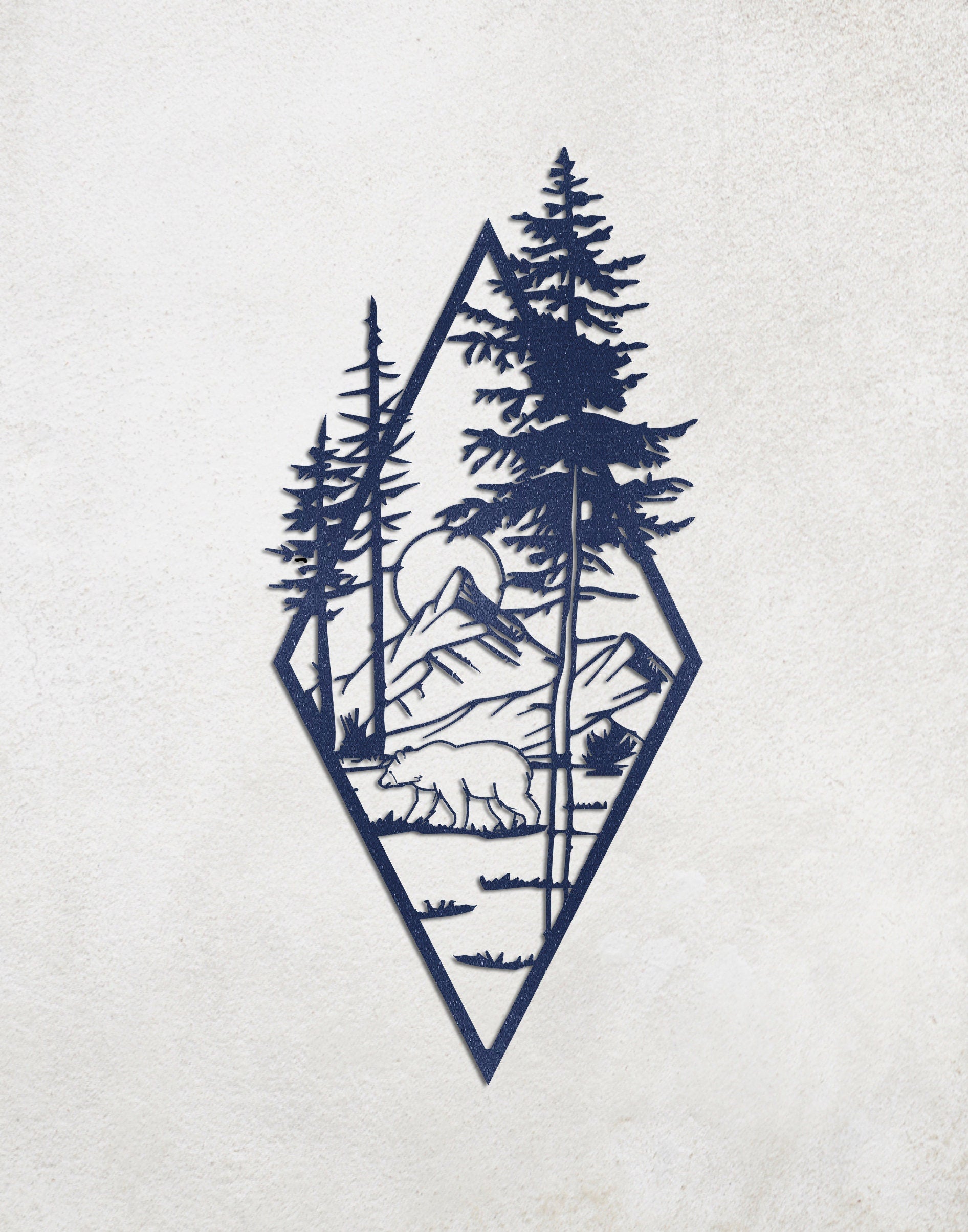 Mountain Metal Wall Art, Nature Metal Wall Decor, Custom Metal Wall Arts, Bear Metal Wall Decor, Tree Metal Wall Art, Nature View Wall Decor