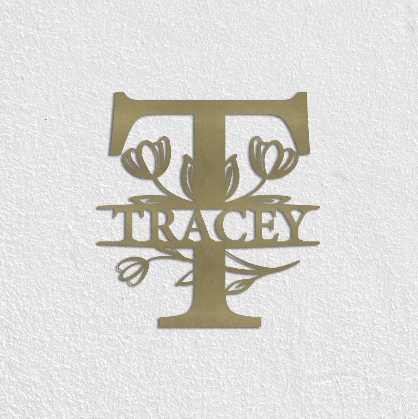 Tulip Custom Metal Name Sign, Personalized Metal Wall Art, Custom Monogram Family Name Sign, Metal Initial Wall Decor, Custom Floral Sign