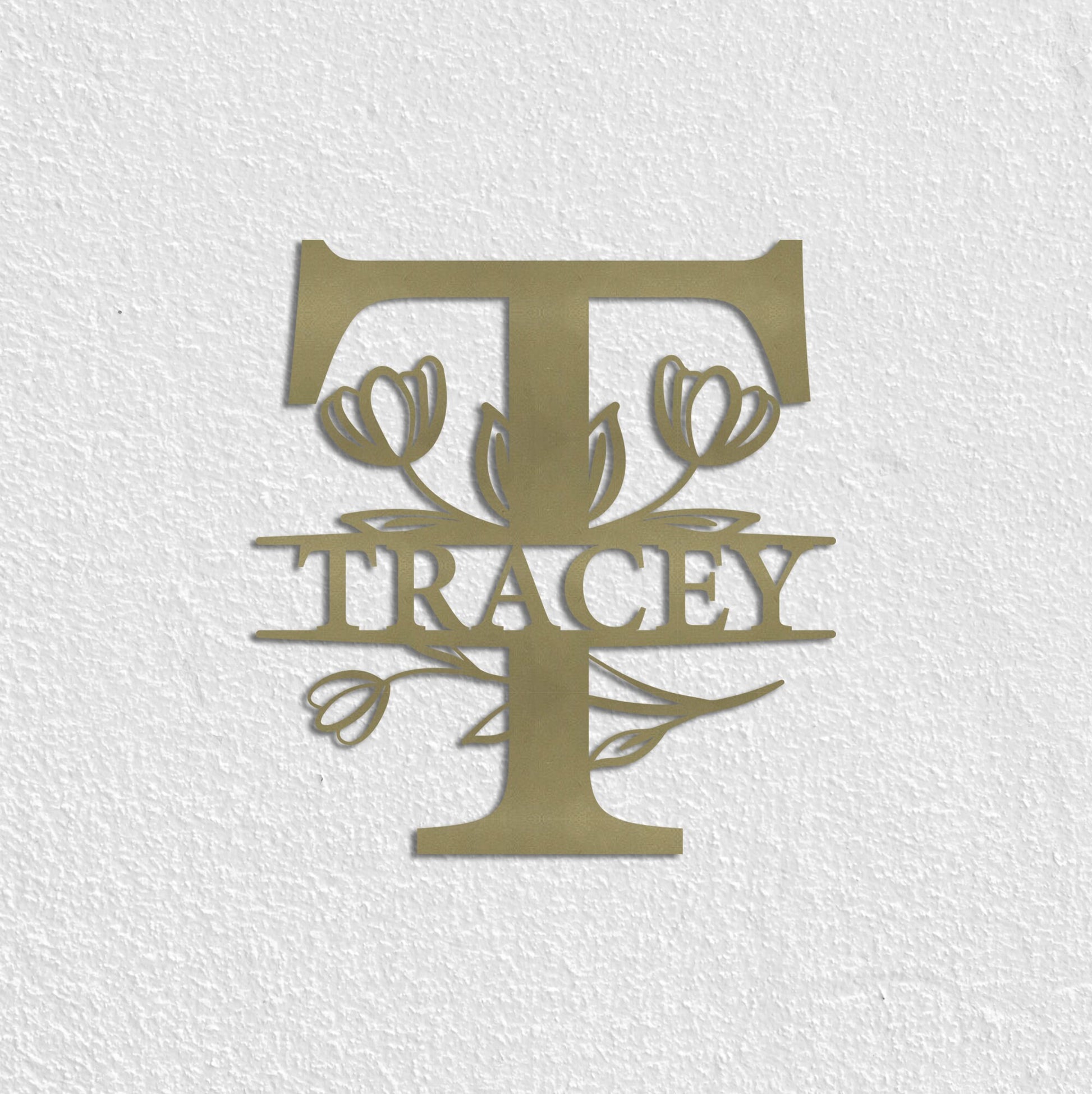 Tulip Custom Metal Name Sign, Personalized Metal Wall Art, Custom Monogram Family Name Sign, Metal Initial Wall Decor, Custom Floral Sign