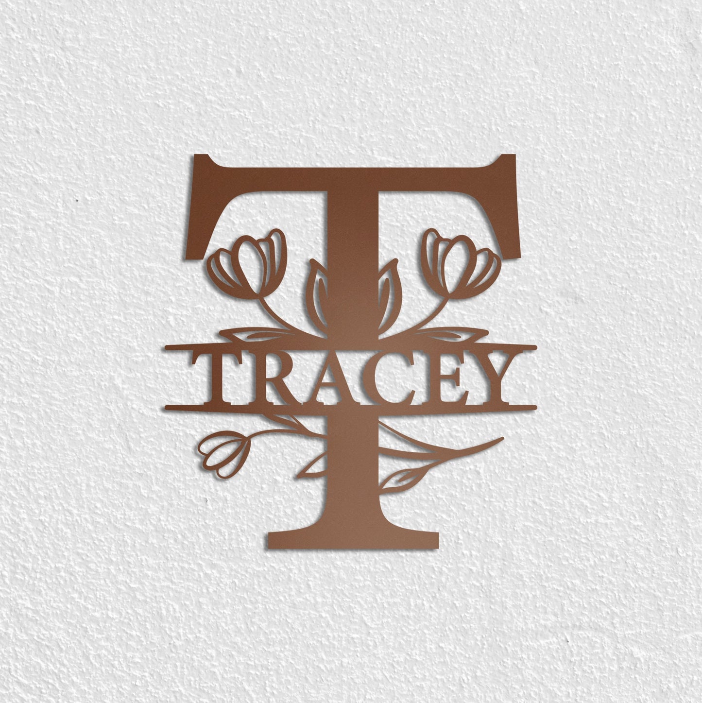 Tulip Custom Metal Name Sign, Personalized Metal Wall Art, Custom Monogram Family Name Sign, Metal Initial Wall Decor, Custom Floral Sign