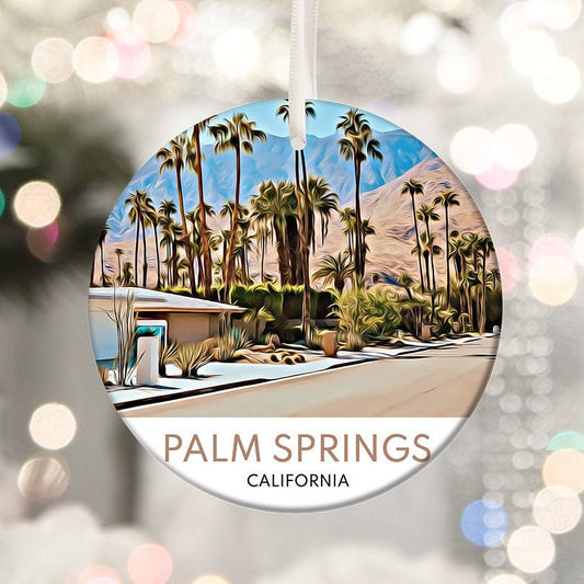 Palm Springs Travel Ornament, Desert Vacation Souvenir, Holiday Decor