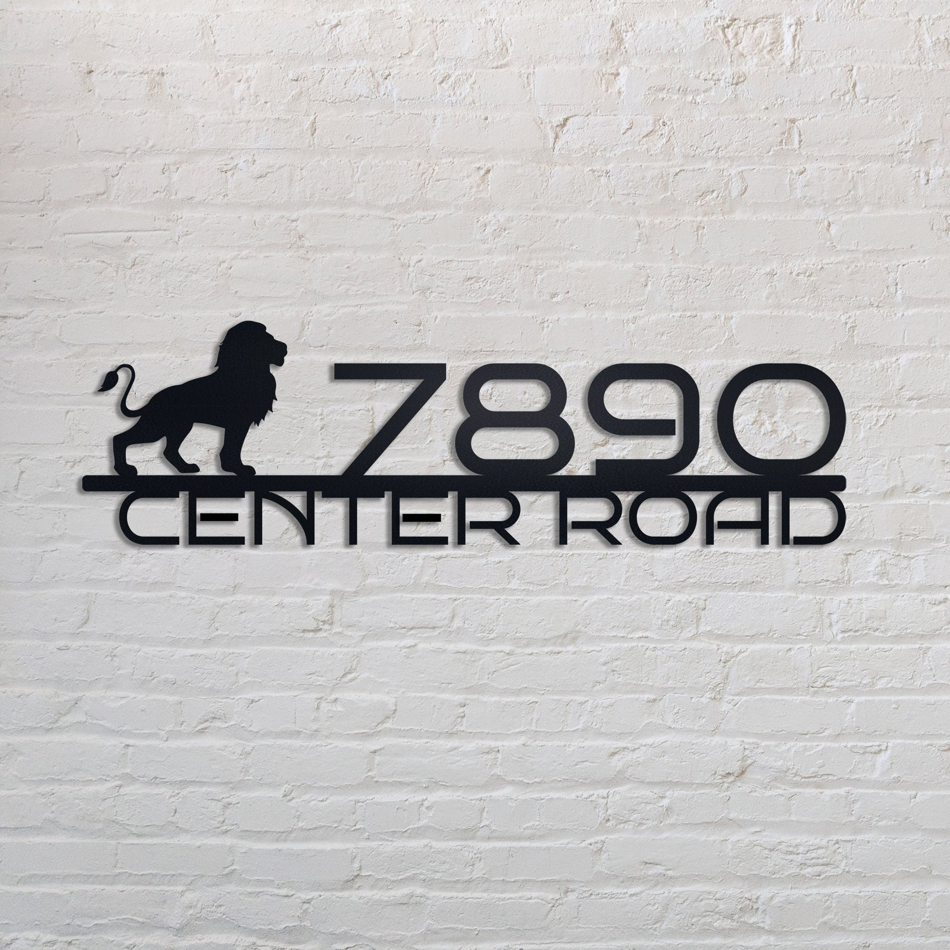 Metal Address Sign with Lion, Metal House Number, Address Plaque, Custom Address Signs, Housewarming Gift, Outdoor Metal Sign, House Numbers