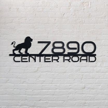 Metal Address Sign with Lion, Metal House Number, Address Plaque, Custom Address Signs, Housewarming Gift, Outdoor Metal Sign, House Numbers