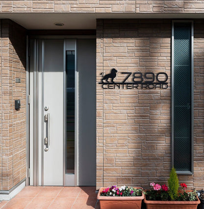 Metal Address Sign with Lion, Metal House Number, Address Plaque, Custom Address Signs, Housewarming Gift, Outdoor Metal Sign, House Numbers