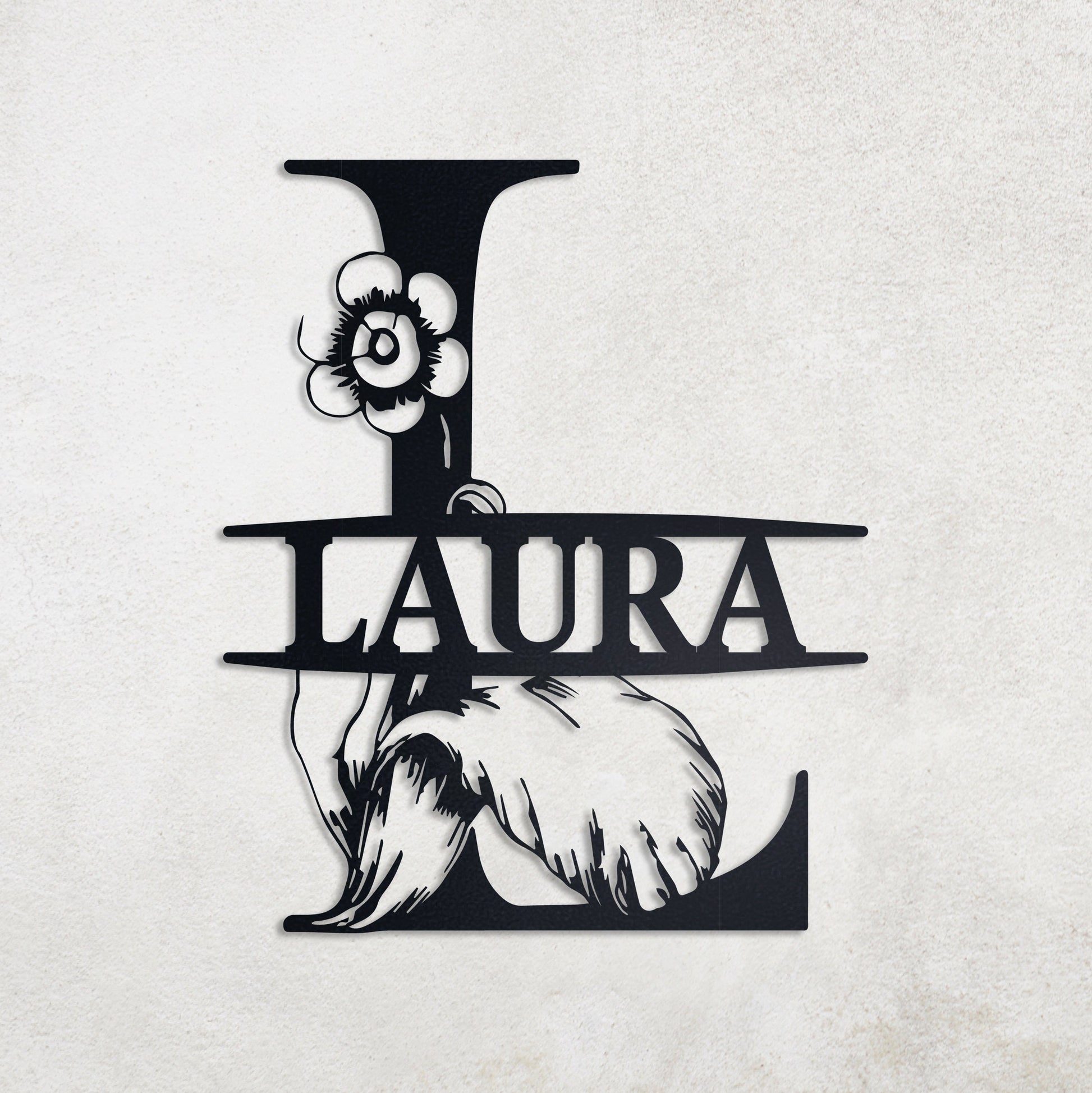 Floral Custom Metal Sign, Initial Metal Wall Art, Custom Monogram Name Sign, Botanical Wall Decor, Personalized Metal Sign, Wedding Decor