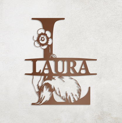 Floral Custom Metal Sign, Initial Metal Wall Art, Custom Monogram Name Sign, Botanical Wall Decor, Personalized Metal Sign, Wedding Decor