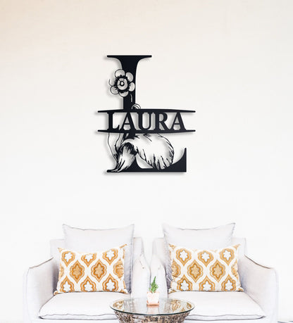 Floral Custom Metal Sign, Initial Metal Wall Art, Custom Monogram Name Sign, Botanical Wall Decor, Personalized Metal Sign, Wedding Decor