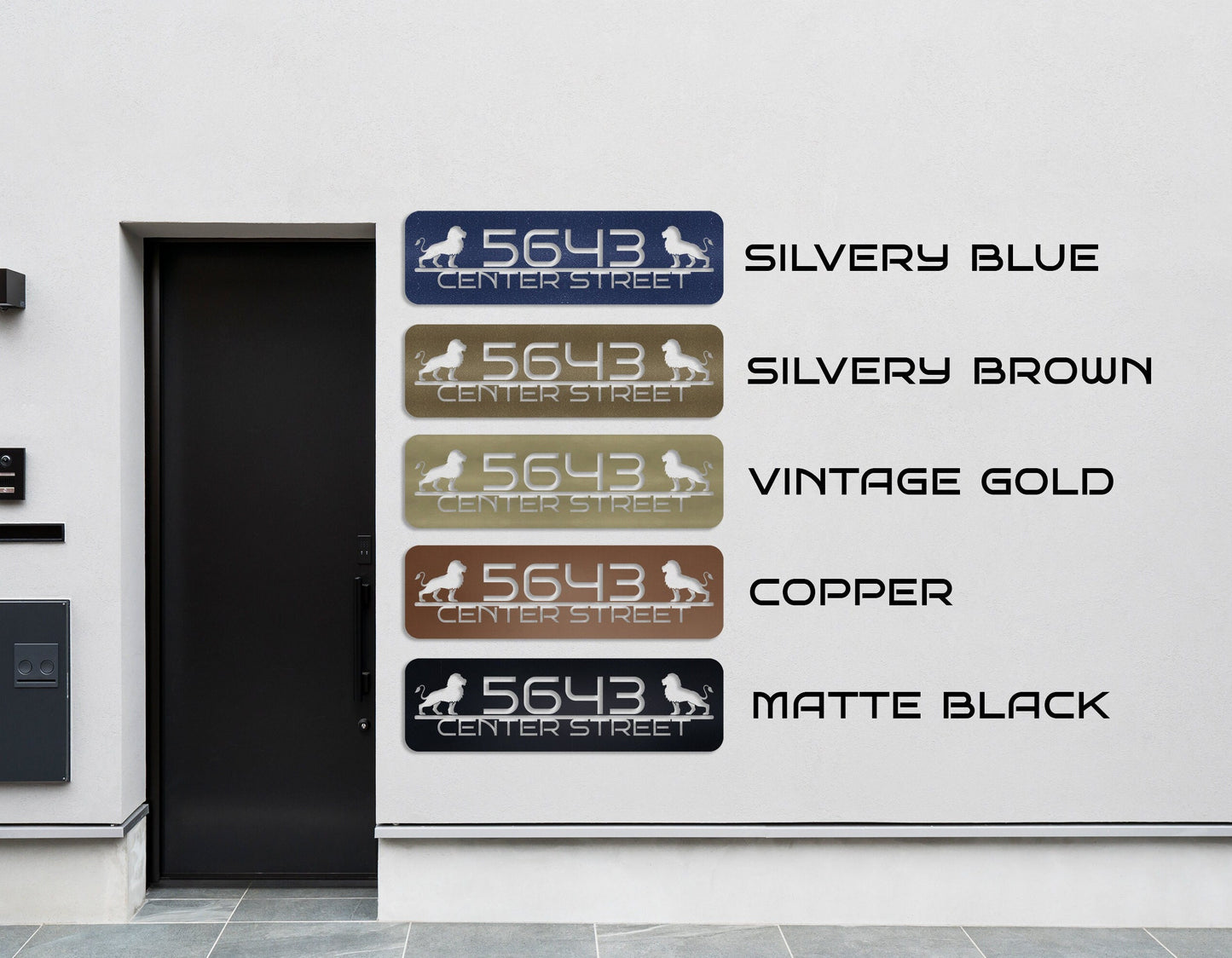 Metal House Number Sign with Lion, Street Sign, Address Numbers, Address Plaque, Custom Address Sign, House Numbers, Door Sign