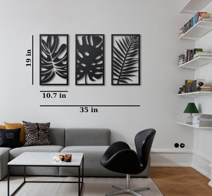 Metal Leaf Wall Art, 3 Pieces Metal Large Wall Art, Metal Art Wall Decor, Modern Wall Decor, Botanical Wall Decor, Gold Metal Wall Art