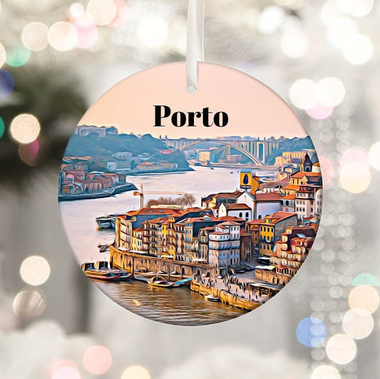 Porto Portugal Christmas Ornament, European Travel Souvenir, Holiday Gift