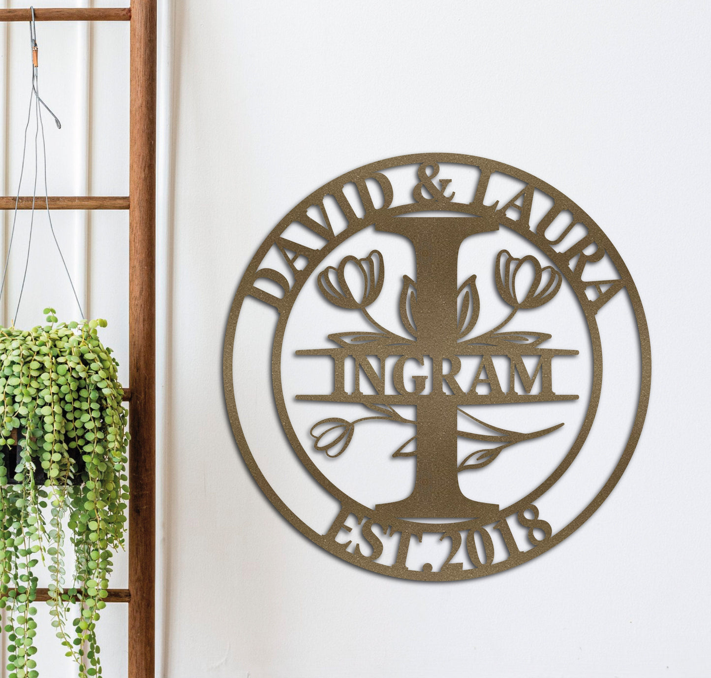 Personalized Family Name Metal Sign, Tulip Patterned Metal Sign, Last Name Sign, Custom Metal Signs, Metal Wedding Decor, Anniversary Gift