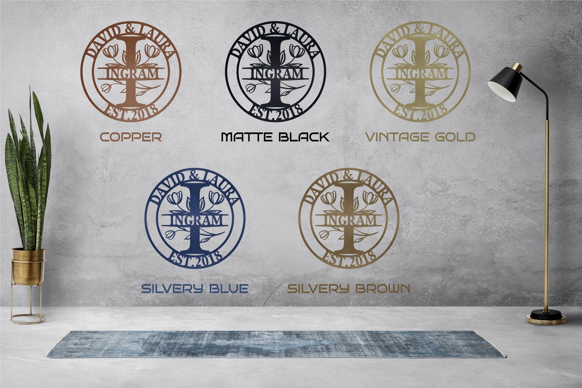 Personalized Family Name Metal Sign, Tulip Patterned Metal Sign, Last Name Sign, Custom Metal Signs, Metal Wedding Decor, Anniversary Gift