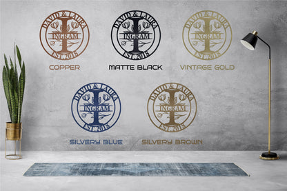 Personalized Family Name Metal Sign, Tulip Patterned Metal Sign, Last Name Sign, Custom Metal Signs, Metal Wedding Decor, Anniversary Gift