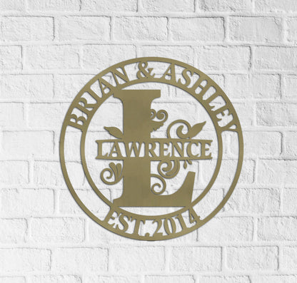 Custom Last Name Sign, Personalized Metal Wall Art, Custom Family Name Sign, Metal Wall Art Hanger, Wedding Gift, Anniversary Established