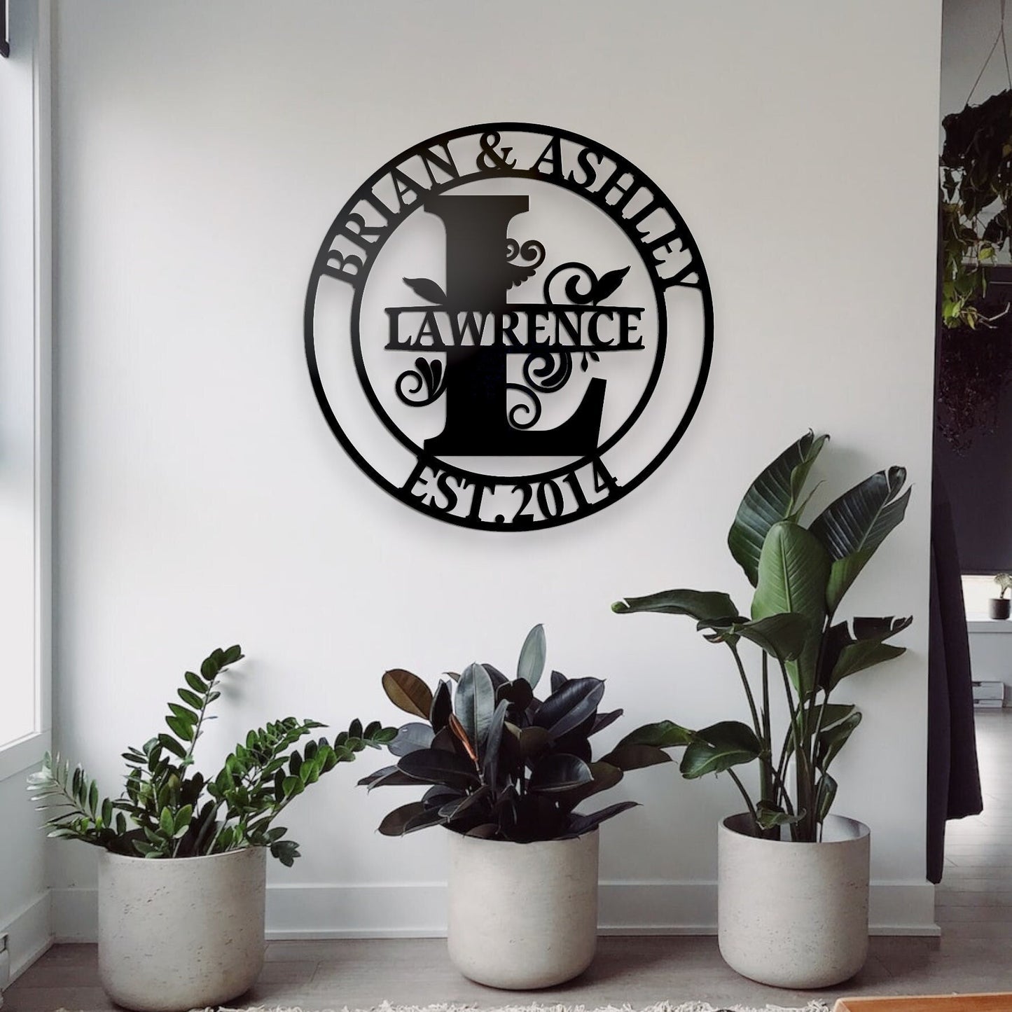 Family Name Metal Sign, Custom Gift for Couple, Personalized Wedding Gift, Metal Wall Art, Metal Initial Door Hanger, Established Sign