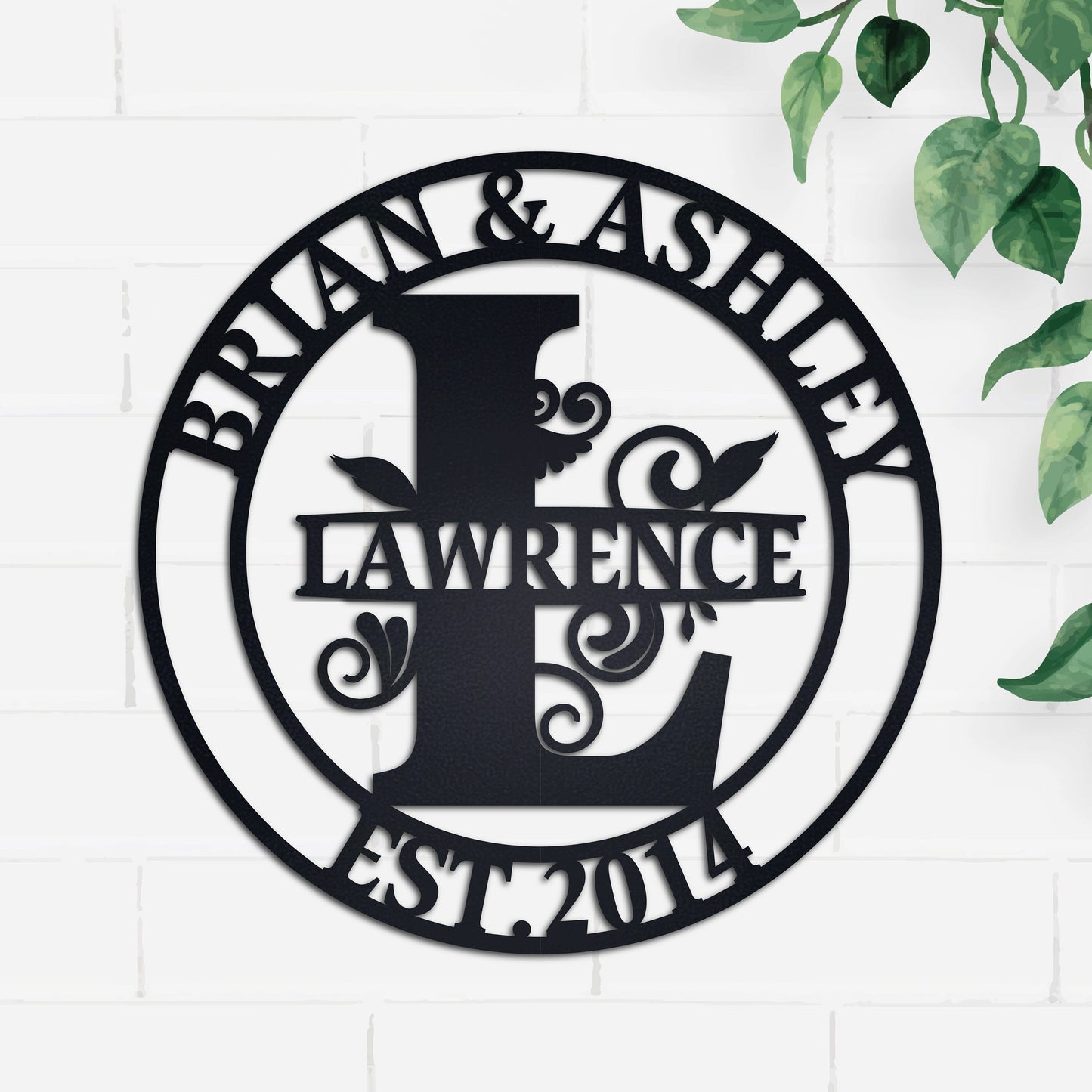 Custom Last Name Sign, Personalized Metal Wall Art, Custom Family Name Sign, Metal Wall Art Hanger, Wedding Gift, Anniversary Established