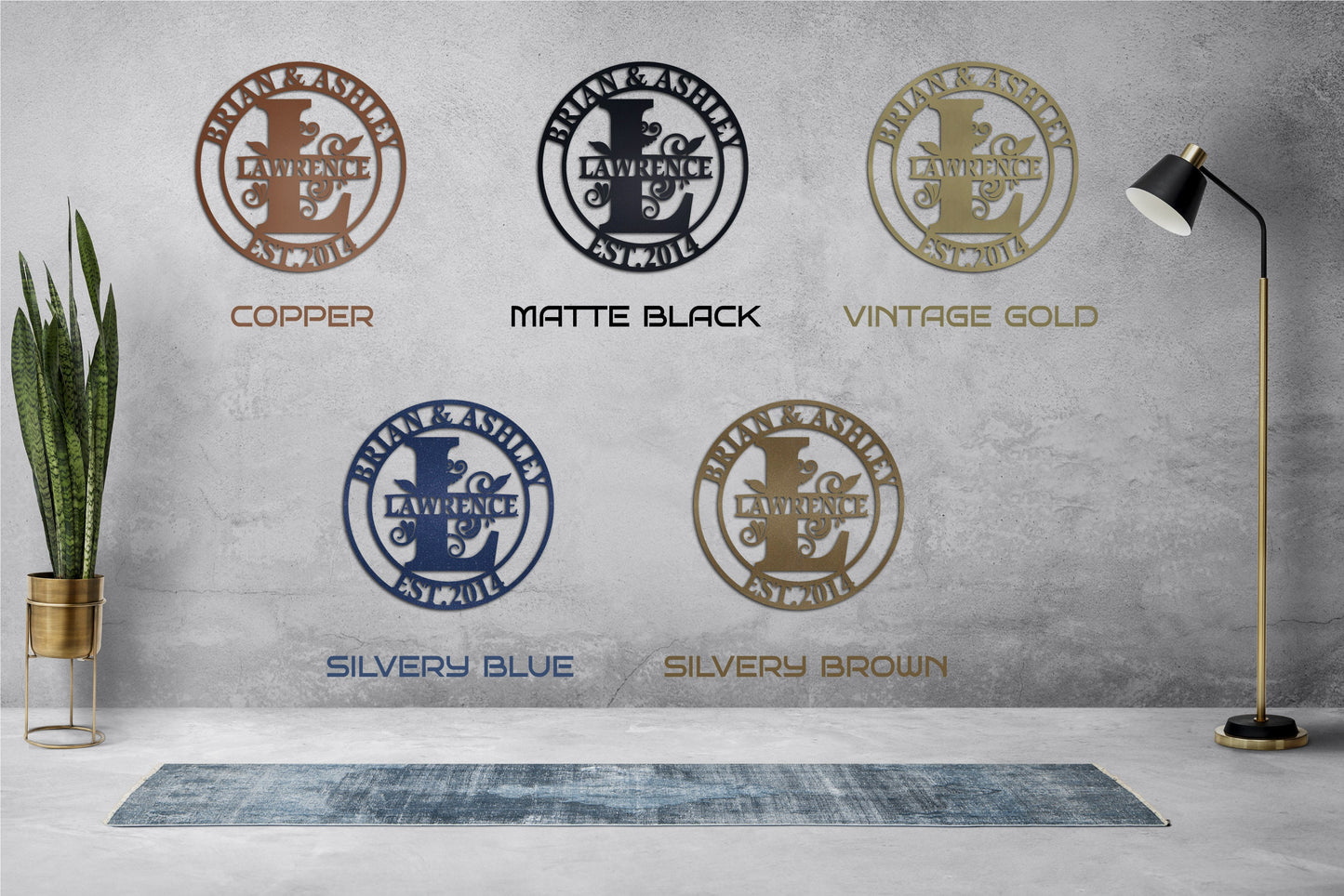 Family Name Metal Sign, Custom Gift for Couple, Personalized Wedding Gift, Metal Wall Art, Metal Initial Door Hanger, Established Sign