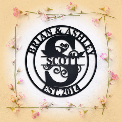 Custom Last Name Sign, Personalized Metal Wall Art, Custom Family Name Sign, Metal Wall Art Hanger, Wedding Gift, Anniversary Established