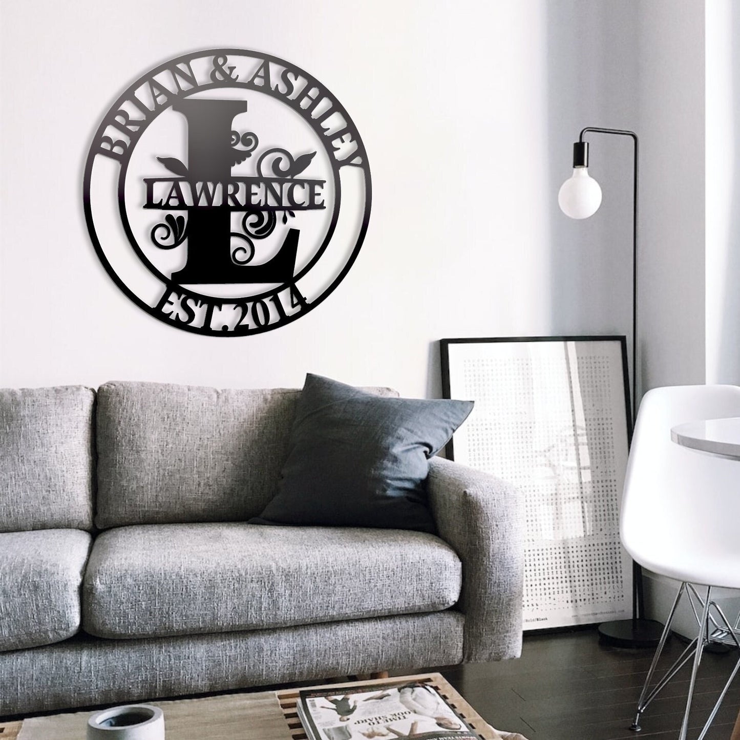 Custom Last Name Sign, Personalized Metal Wall Art, Custom Family Name Sign, Metal Wall Art Hanger, Wedding Gift, Anniversary Established