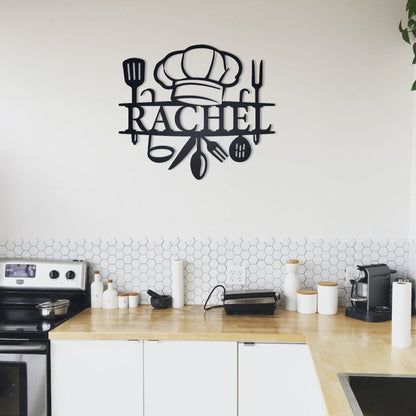 Custom Metal Kitchen Wall Sign, Custom Metal Kitchen Decor, Metal Chef Sign, Personalized Kitchen Wall Art, Kitchen Housewarming Gift