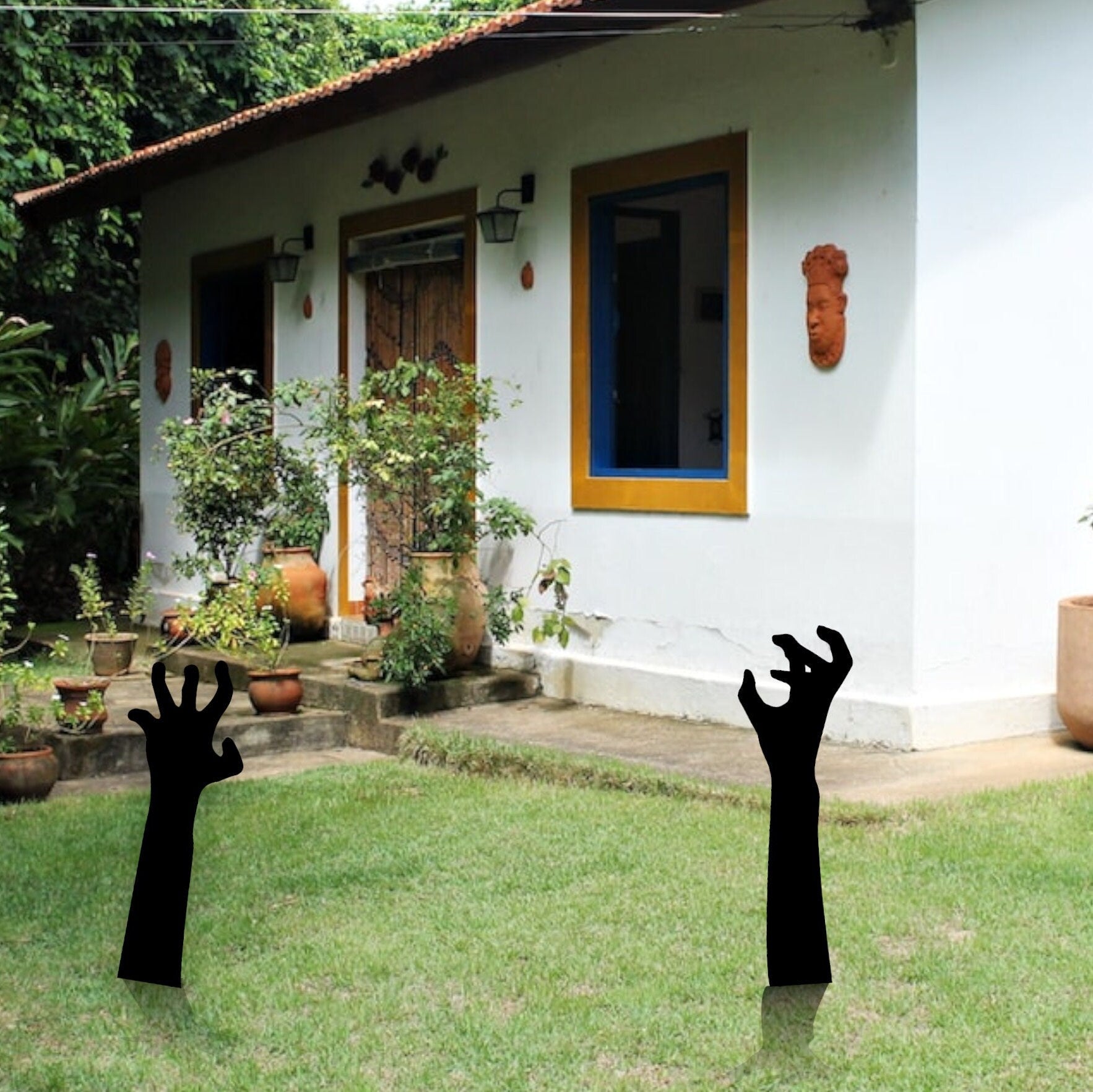 Zombie Hands Metal Decor, Metal Halloween Yard Stakes, Halloween Zombie Decor, Halloween Decor, Halloween Sign,Halloween Garden Sign,Pumpkin