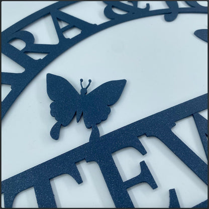 Personalized Family Name Metal Sign, Floral Metal Name Sign, Custom Metal Signs, Backyard Metal Sign, Wedding Decor, Anniversary Gift