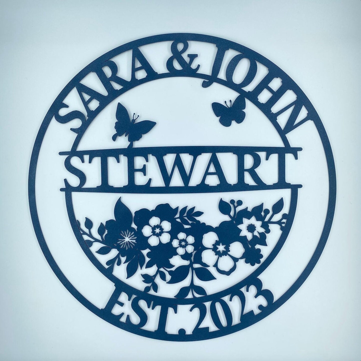 Personalized Family Name Metal Sign, Floral Metal Name Sign, Custom Metal Signs, Backyard Metal Sign, Wedding Decor, Anniversary Gift