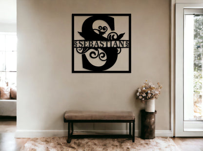 Custom Metal Name Sign, Personalized Metal Wall Art, Custom Family Name Sign, Metal Initial Door Hanger, Wedding Gift, Metal Last Name Sign