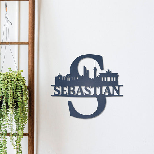 Berlin Silhouette Personalized Name Sign , Metal Monogram Sign, Berlin Wall Art, Housewarming Sign Gift, Berlin City Art, Custom Wall Decor