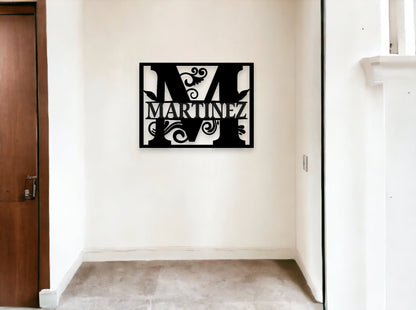 Custom Metal Name Sign, Personalized Metal Wall Art, Custom Family Name Sign, Metal Initial Door Hanger, Wedding Gift, Metal Last Name Sign