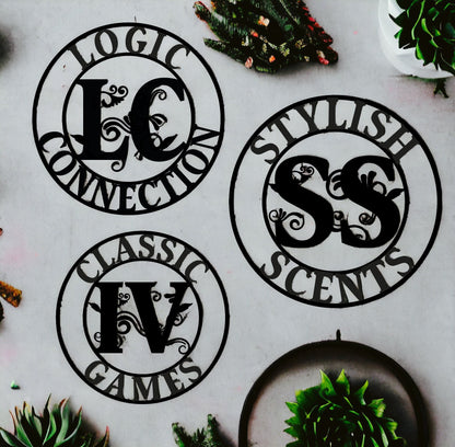 Custom Metal Business Sign, Custom Name Sign, Personalized Metal Wall Art,  Metal Initial Door Hanger, Wedding Signs, Your Text Sign