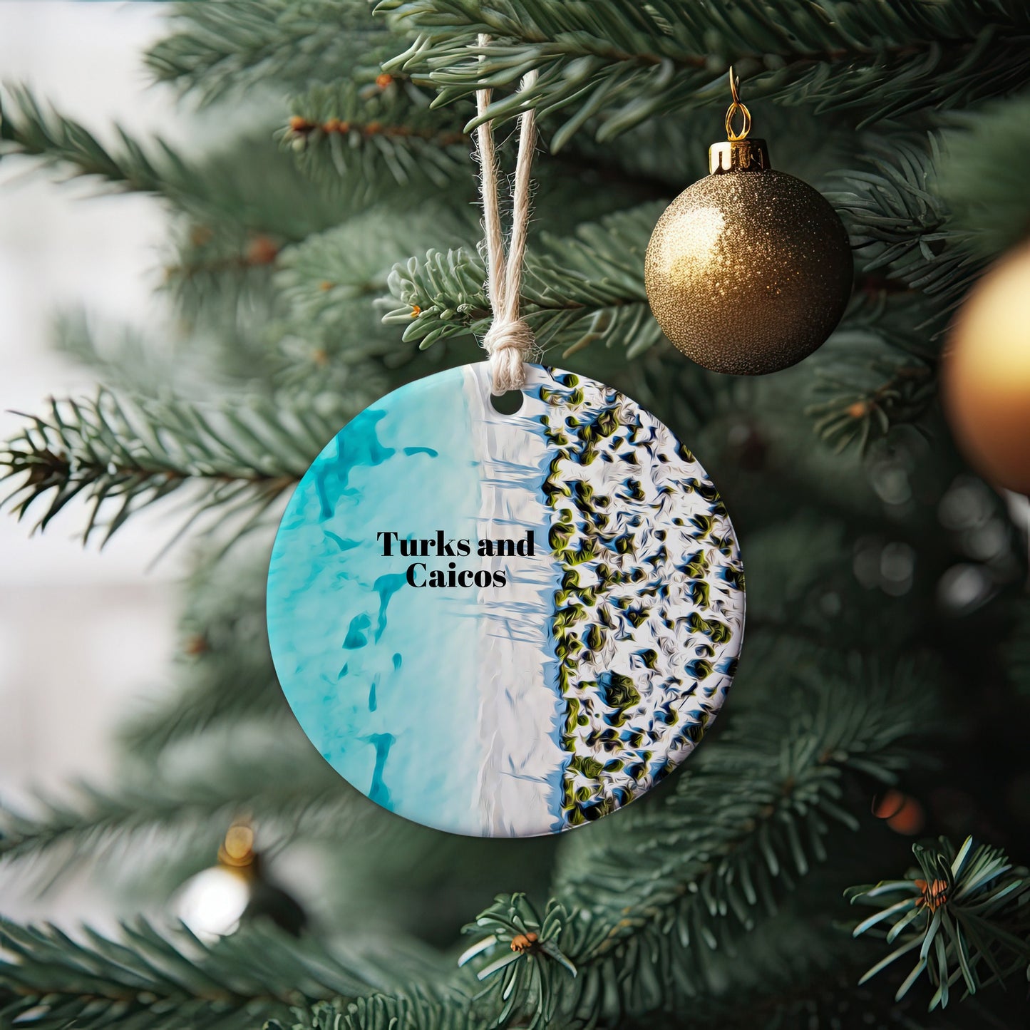 Turks and Caicos Ornament, Beach Vacation Keepsake, Christmas Tree Decor
