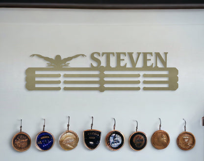 Custom Name Medal Hanger, Medal Holder Custom Text, Medal Hanger,Award Display, Medal Rack 12 Rungs for Medals & Ribbons,Personalized Hanger