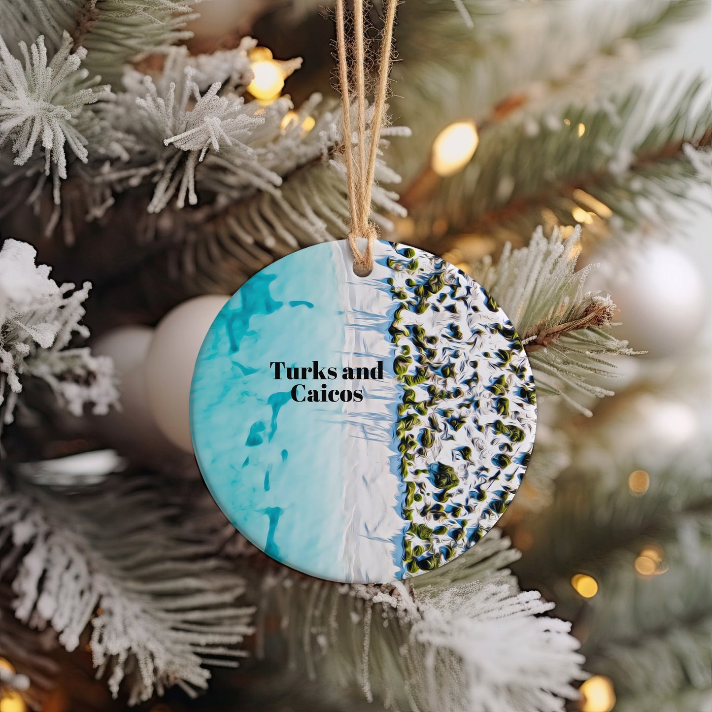Turks and Caicos Ornament, Beach Vacation Keepsake, Christmas Tree Decor